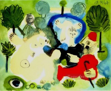  1961 pintura - Le déjeuner sur l herbe Manet 1 1961 Desnudo abstracto